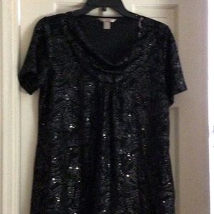 Black evening blouse with sequence